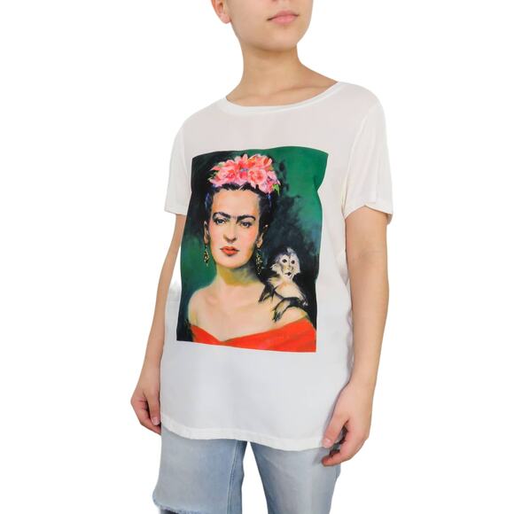 UO  Runway Paris Frida Kahlo White Graphic Crewneck T-Shirt Women's Small - Picture 2 of 7